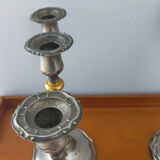 Pair of silver metal candlesticks