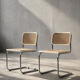 Set of 2 Vintage MidCentury Italian Modern White Wood&French Wicker Chairs