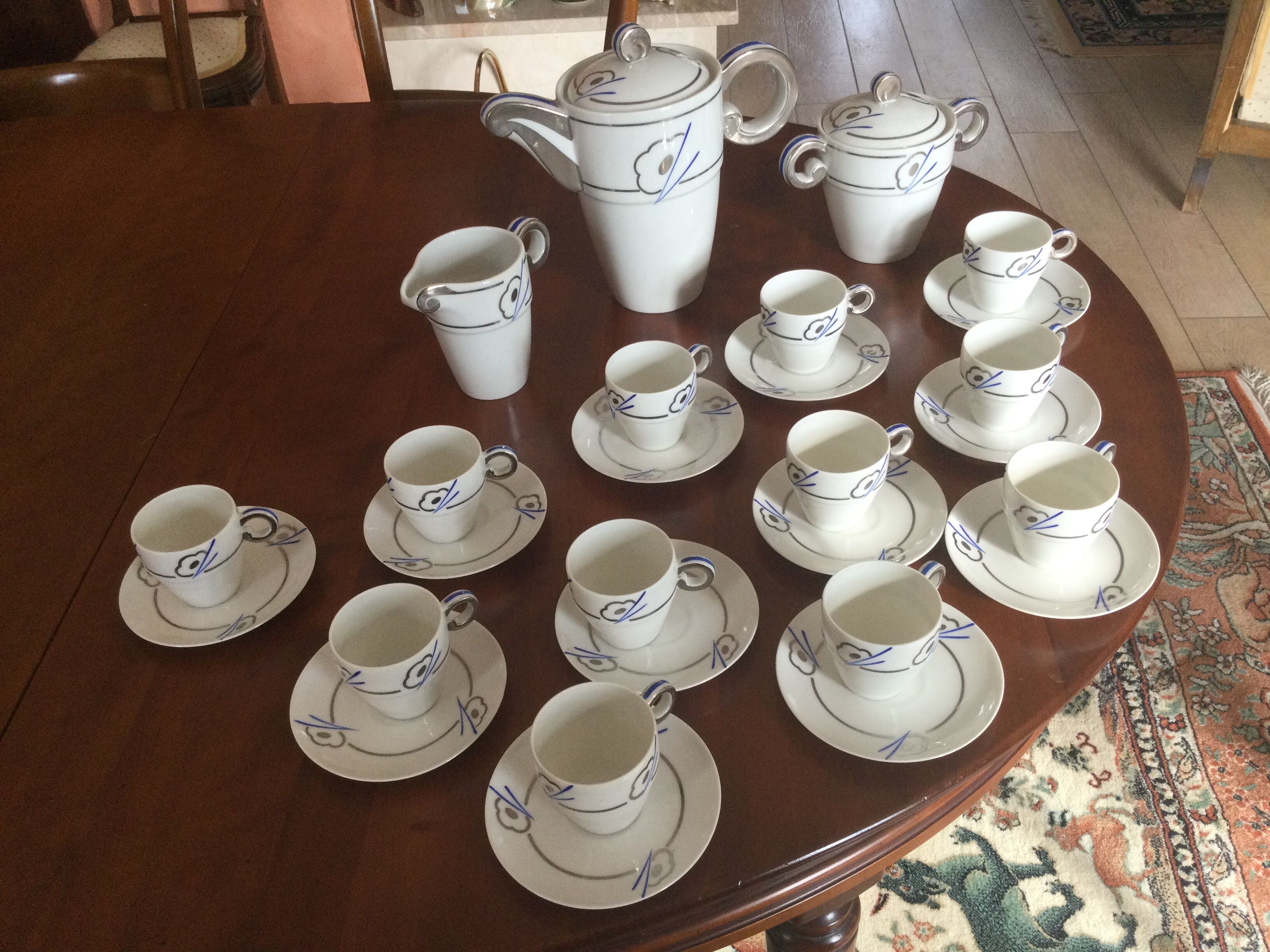 15-piece Limoges porcelain coffee set in art deco style