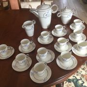 15-piece Limoges porcelain coffee set in art deco style