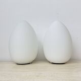 Set of 2 Vintage egg shaped opaline glass table lamp , 1970s