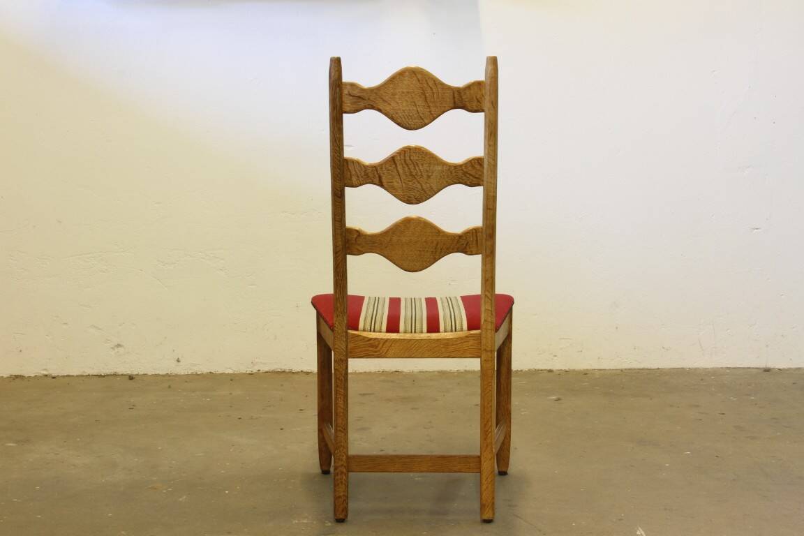 Vintage 1960s Danish brutalist ladderback oak chairs in the style of Kjærnulf