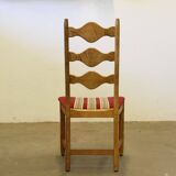 Vintage 1960s Danish brutalist ladderback oak chairs in the style of Kjærnulf