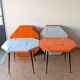 Lot de 15 tables fibre de verre années 70 (11 orange et 4 grises) space age