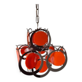 Suspension vintage orange et chrome