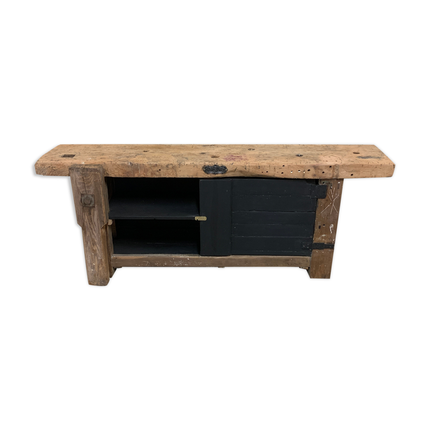 Solid wood workbench with closet