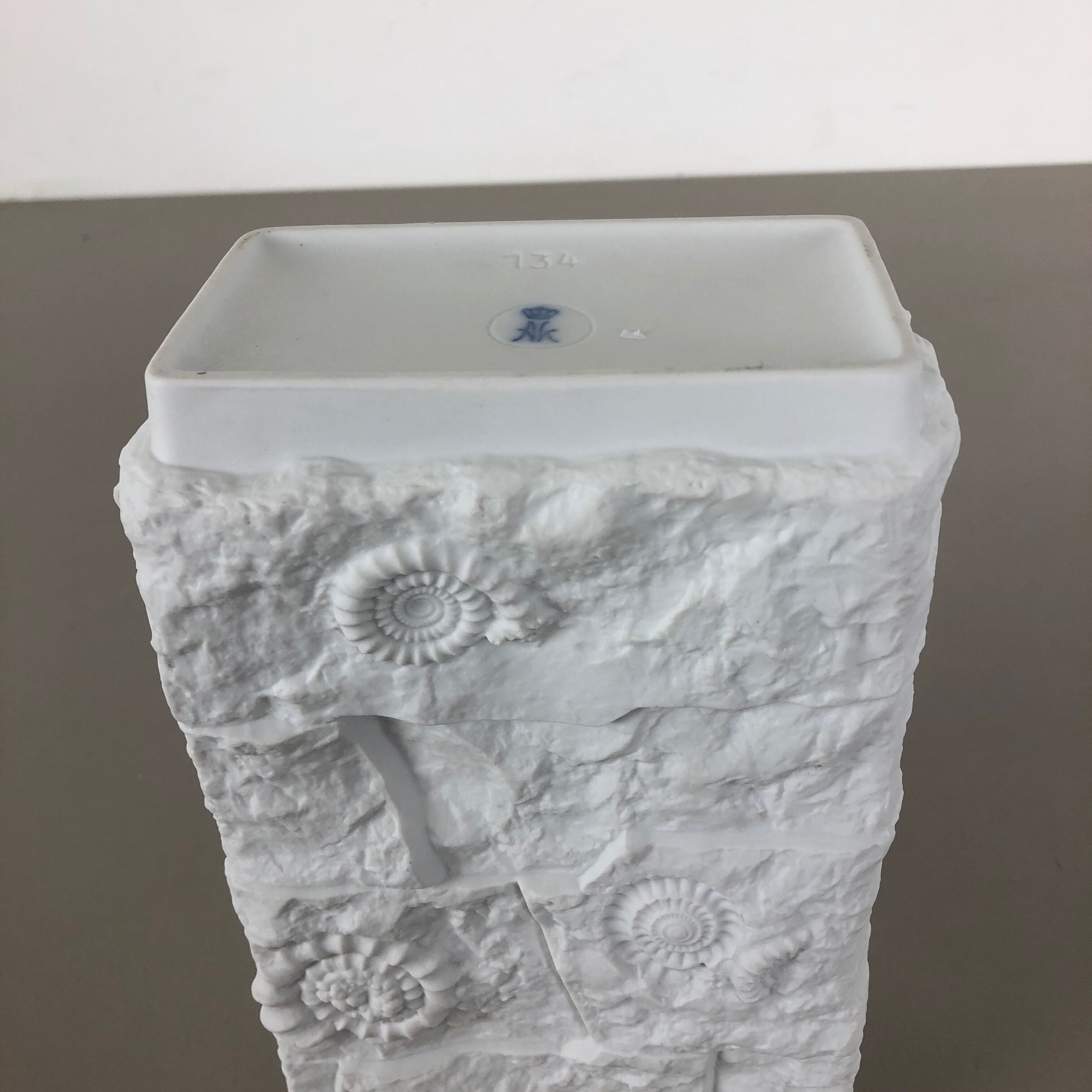 1970s OP Art biscuit porcelain german vase made by  AK Kaiser, Germany