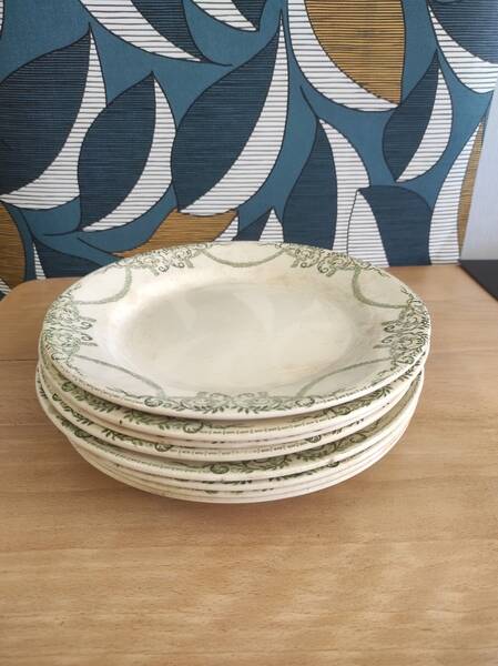Set of 8 flat plates, Napoleon Terre de fer service