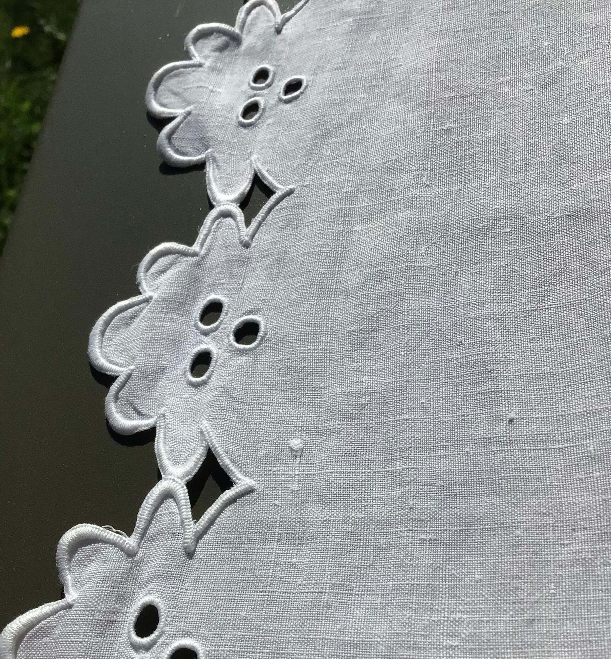 Tablecloth monogram LF square English embroidery