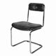 Tube chair with chrome steel base and seat and backrest made of soft black leatherette.