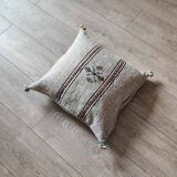 Light grey Berber cushion handmade in cotton