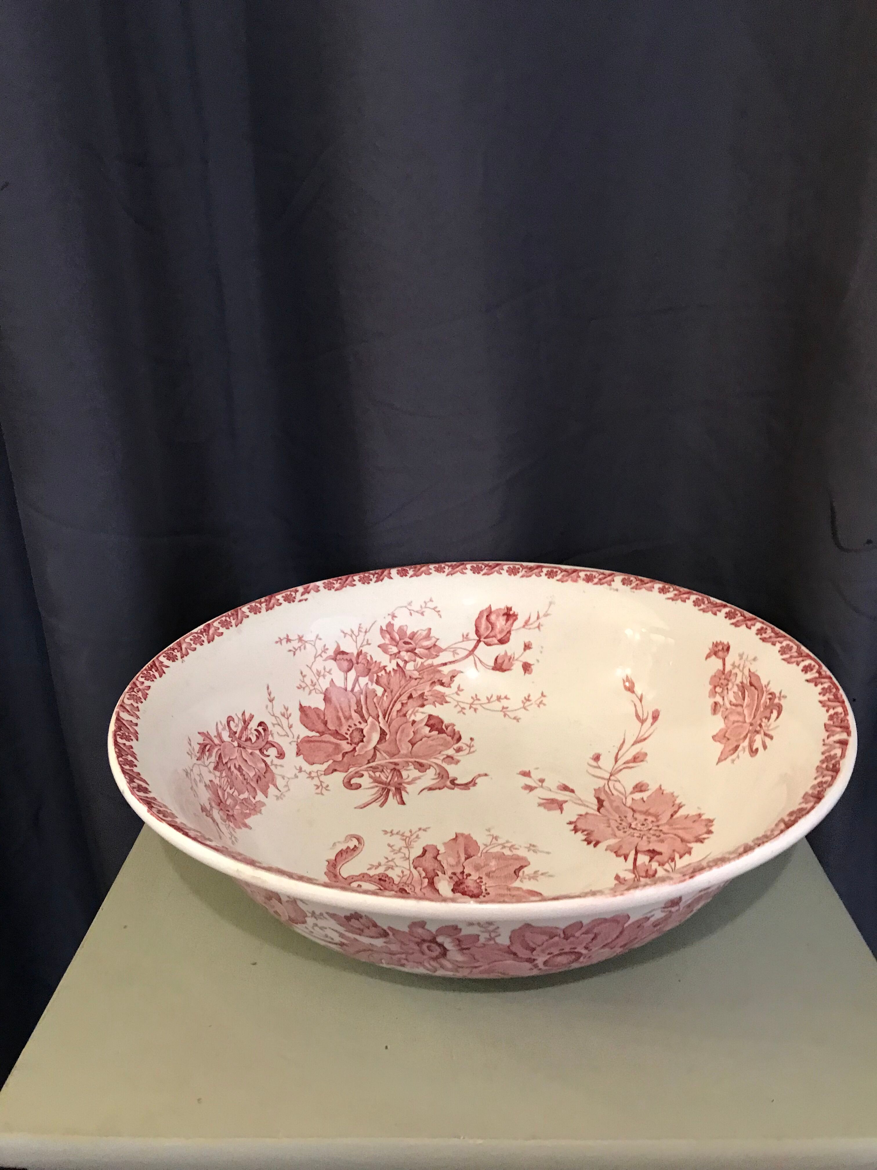 Toilet bowl old décor faience anemones