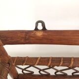 Wall shelf in wood, cannage and rattan from the 60s