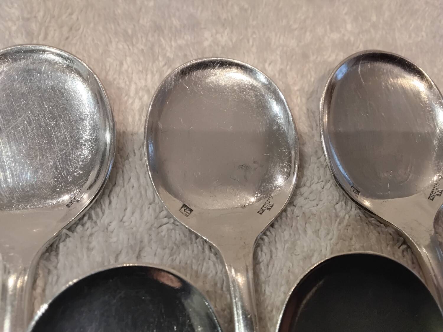 12 silver-plated metal ice cream scoops by Ercuis, Art Deco style