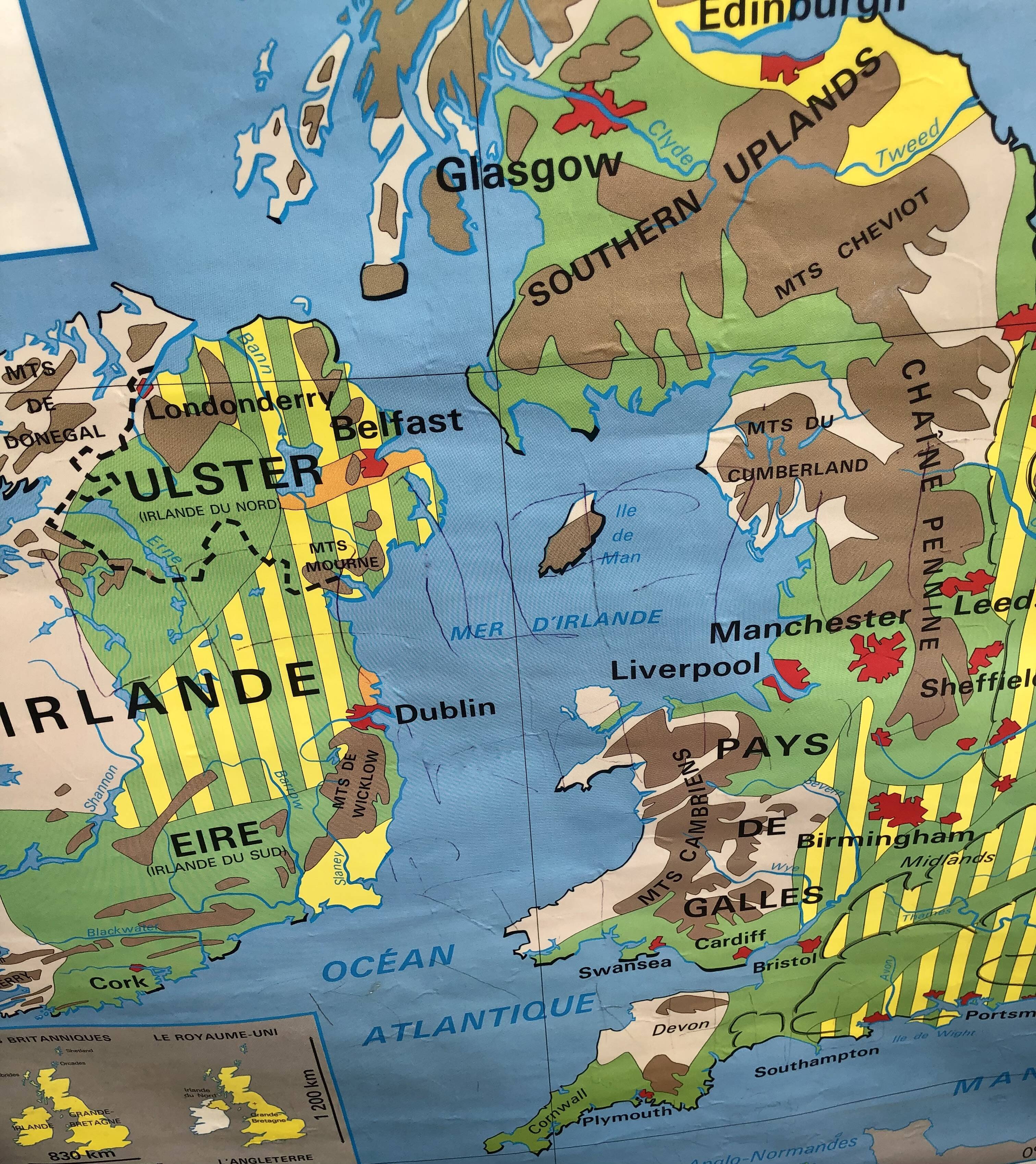 Vintage British Isles School Map Poster
