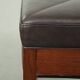 Pouf/tabouret en cuir marron chocolat au design Art Déco