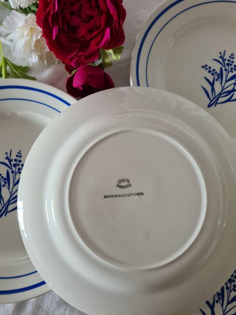 Set of 6 old flat plates Gien