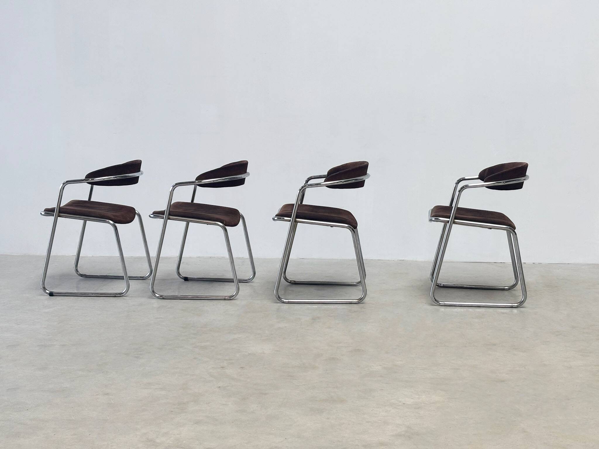 Chaises de salle à manger chromées italiennes