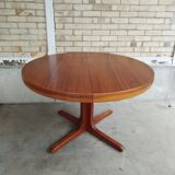 Vintage baumann round scandinavian table extendable a system