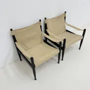 Set of mid-century Danish safari chairs by Erik Wørts for Niels Eilersen, 1960s