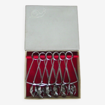 Set of 6 vintage silver metal snail spoons