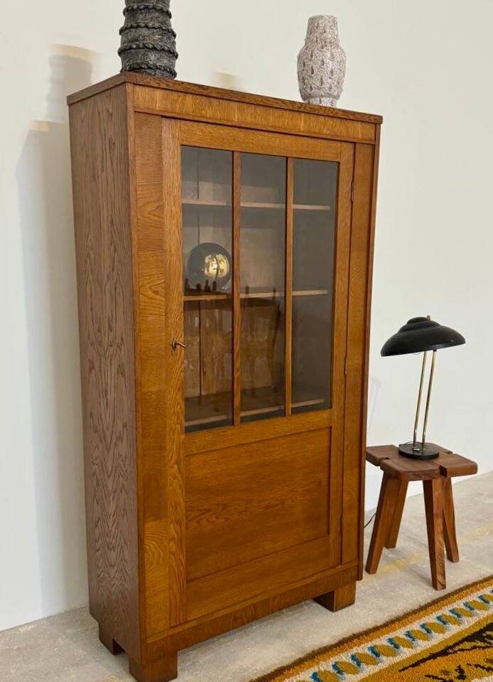 Small vintage art deco oak bookcase