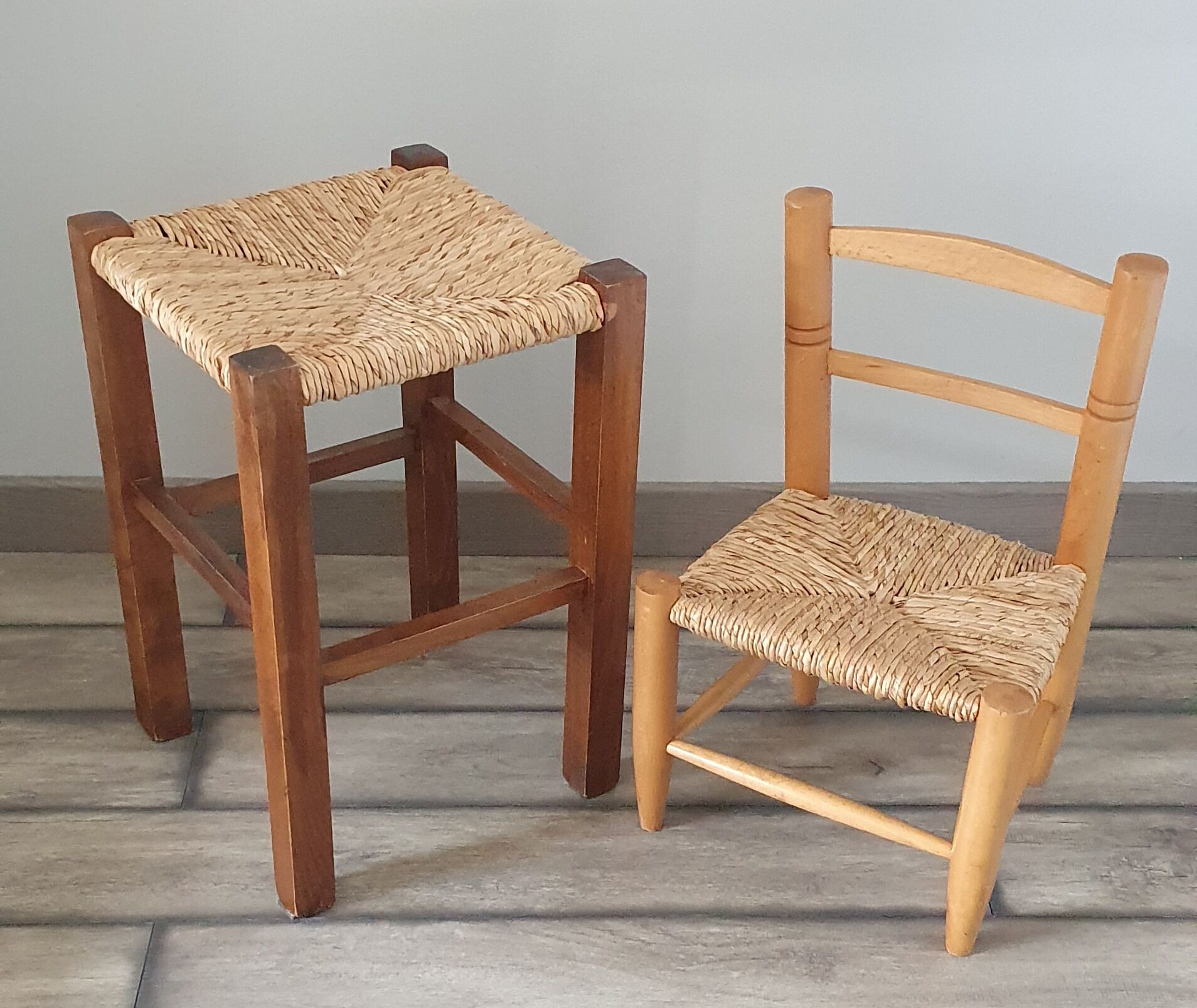 Stuffed stool and chair