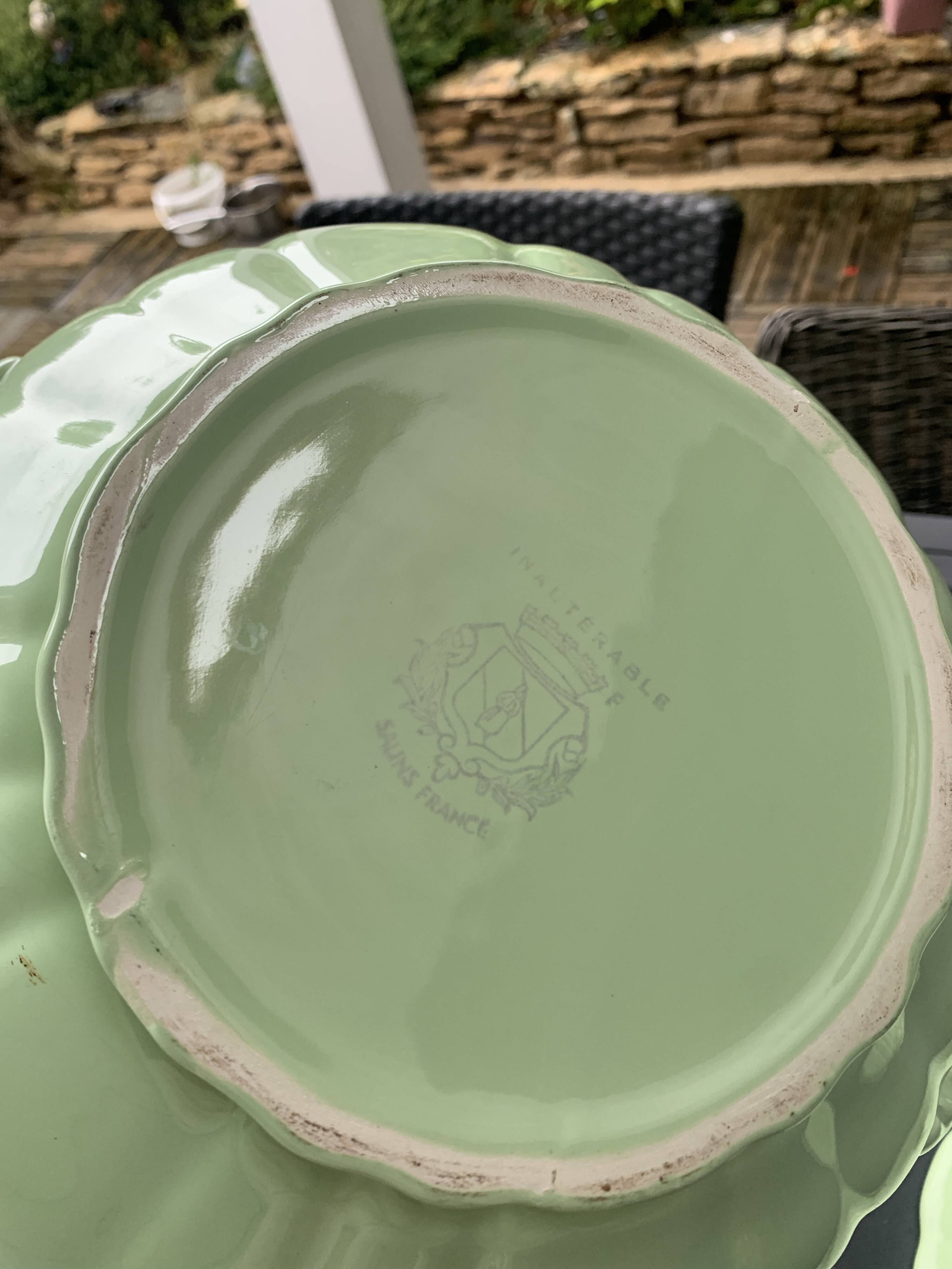 Soupière en faïence de Salins vert mint