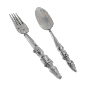 Set of ethnic wood cutlery