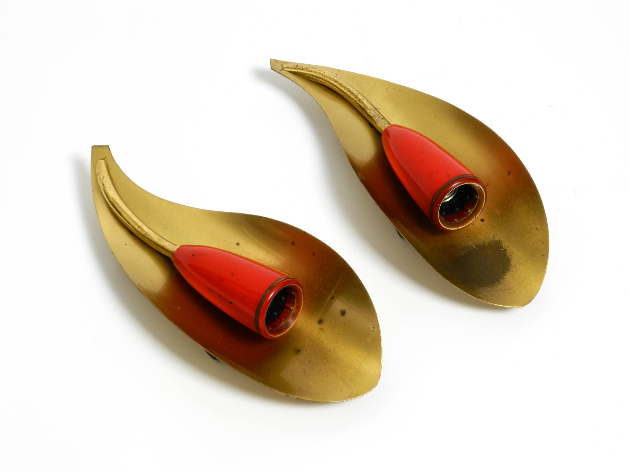 Two original Mid Century Modern brass sconces