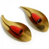 Two original Mid Century Modern brass sconces