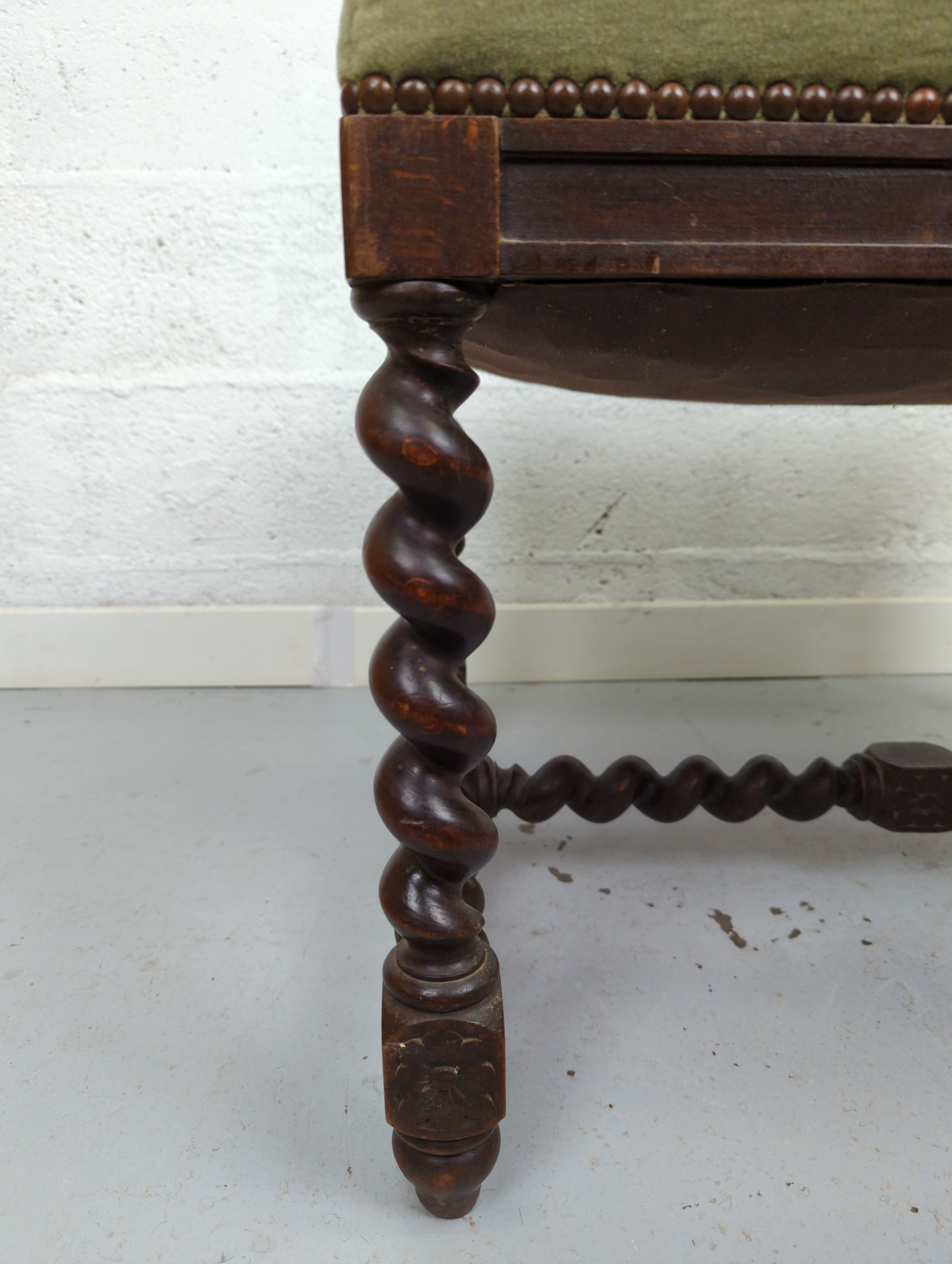 Old bench twisted wood stool