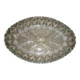 Oval compartmentalized plate in transparent glass