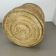 xl 31 cm, rare rattan and brass waste basket in the Crespi-Albini style, Italy 1970