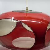 Massive Belgium red plexiglass UFO Space Age pendant light, 1970