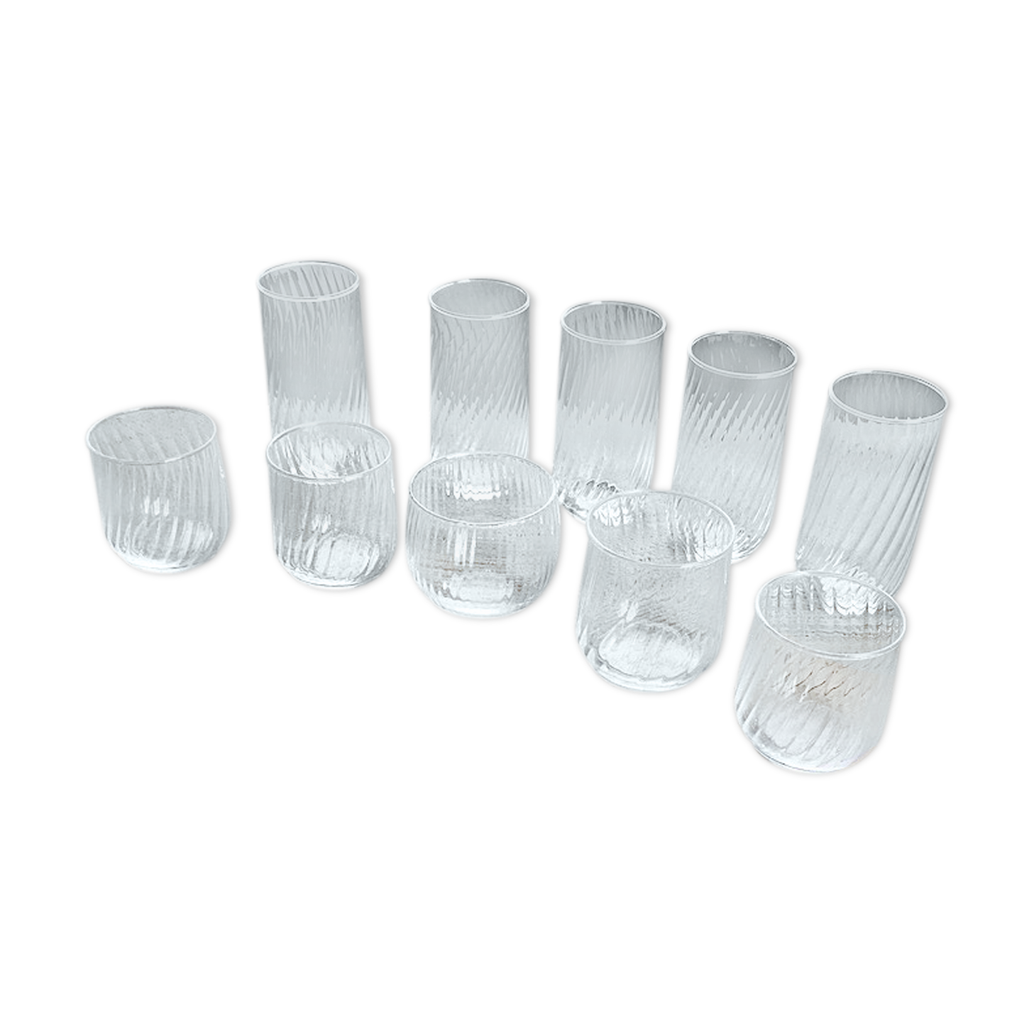 Lot 10 verres striés