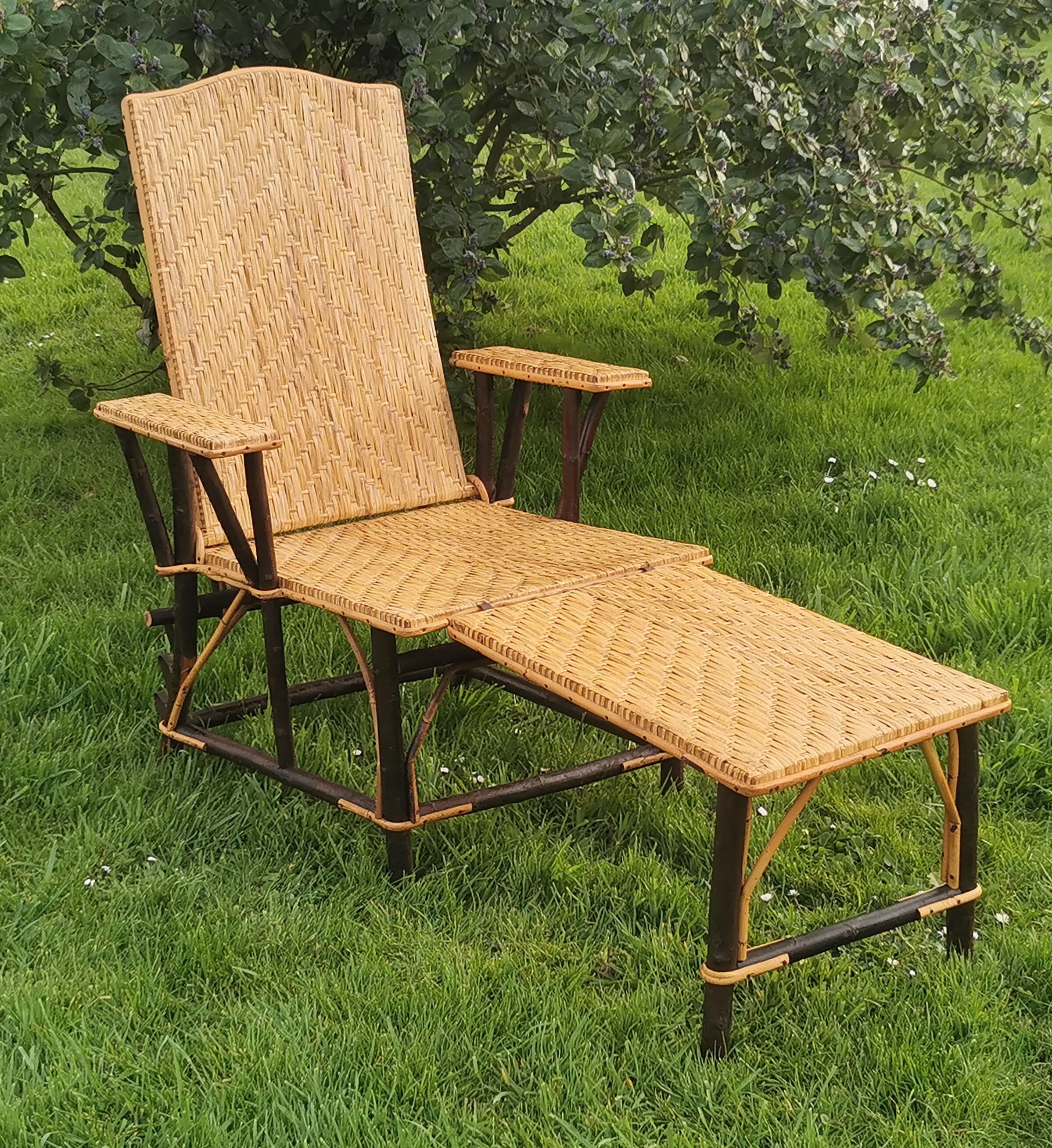 Chaise longue en rotin 60'