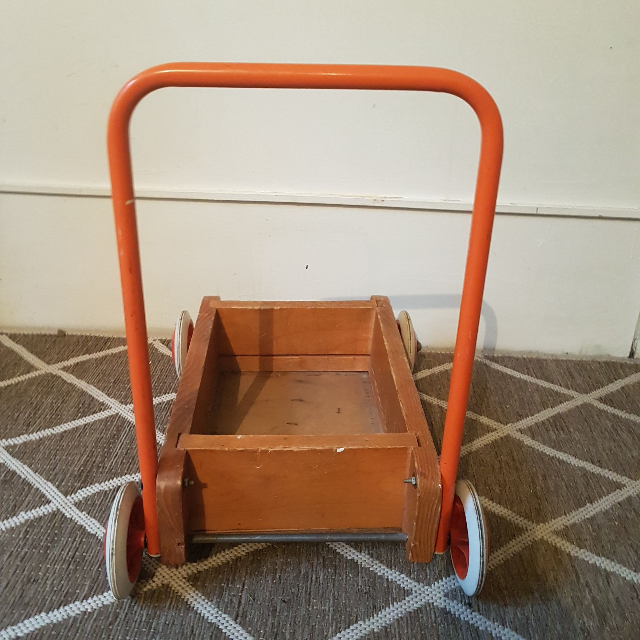 Market toys vintage tray cart wood and orange