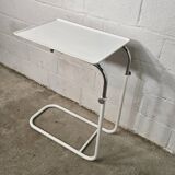 1970s adjustable side table in white lacquered metal