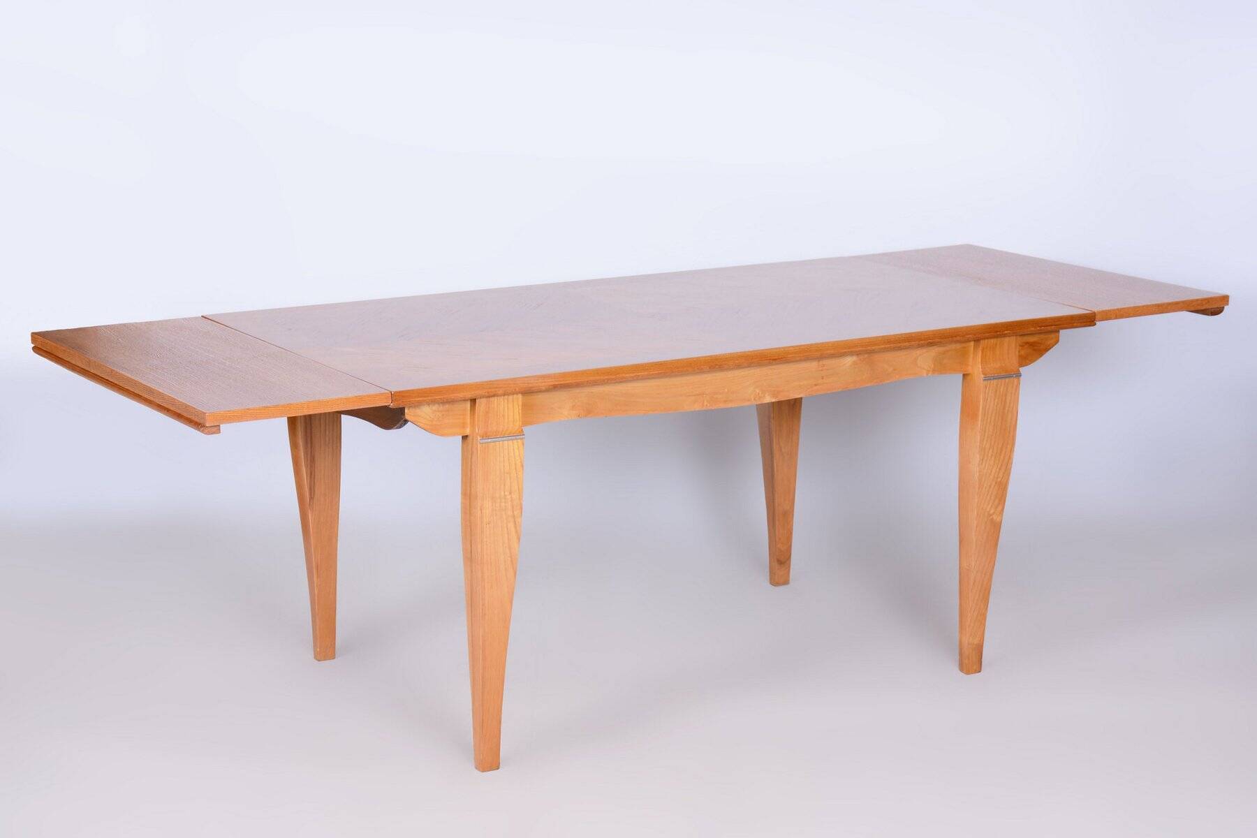 Art Deco Oak & Spruce Folding Table attributed to J. Leleu, France, 1920s