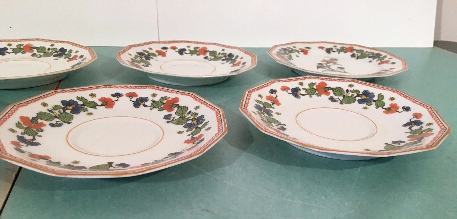 Set of 8 ancient porcelain saucers from Limoges a. Lanternier - cie