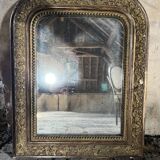 Small antique fireplace mirror – gilded stucco – Napoleon III