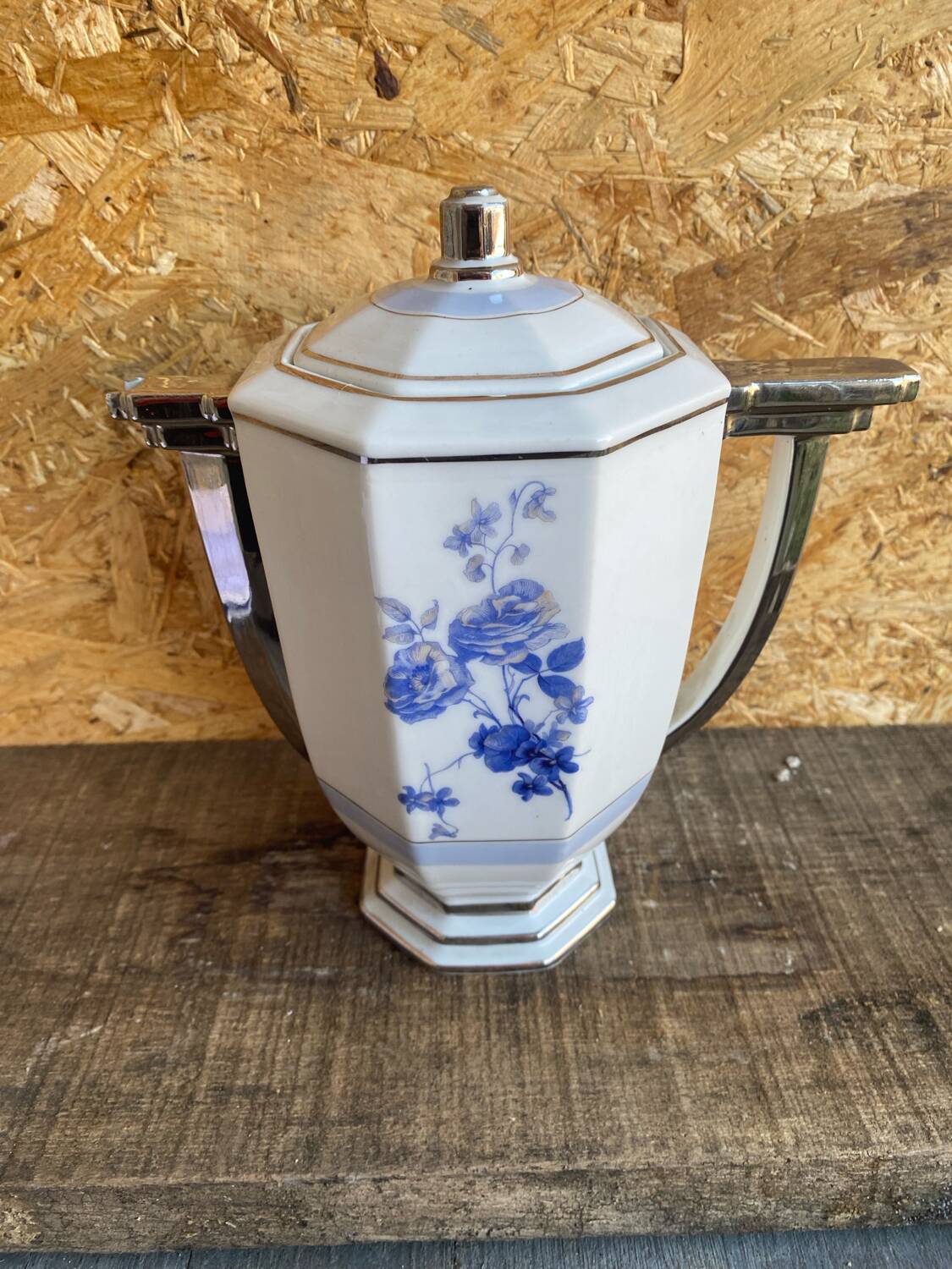 Antique art deco teapot porcelain limoges flower decor france vintage