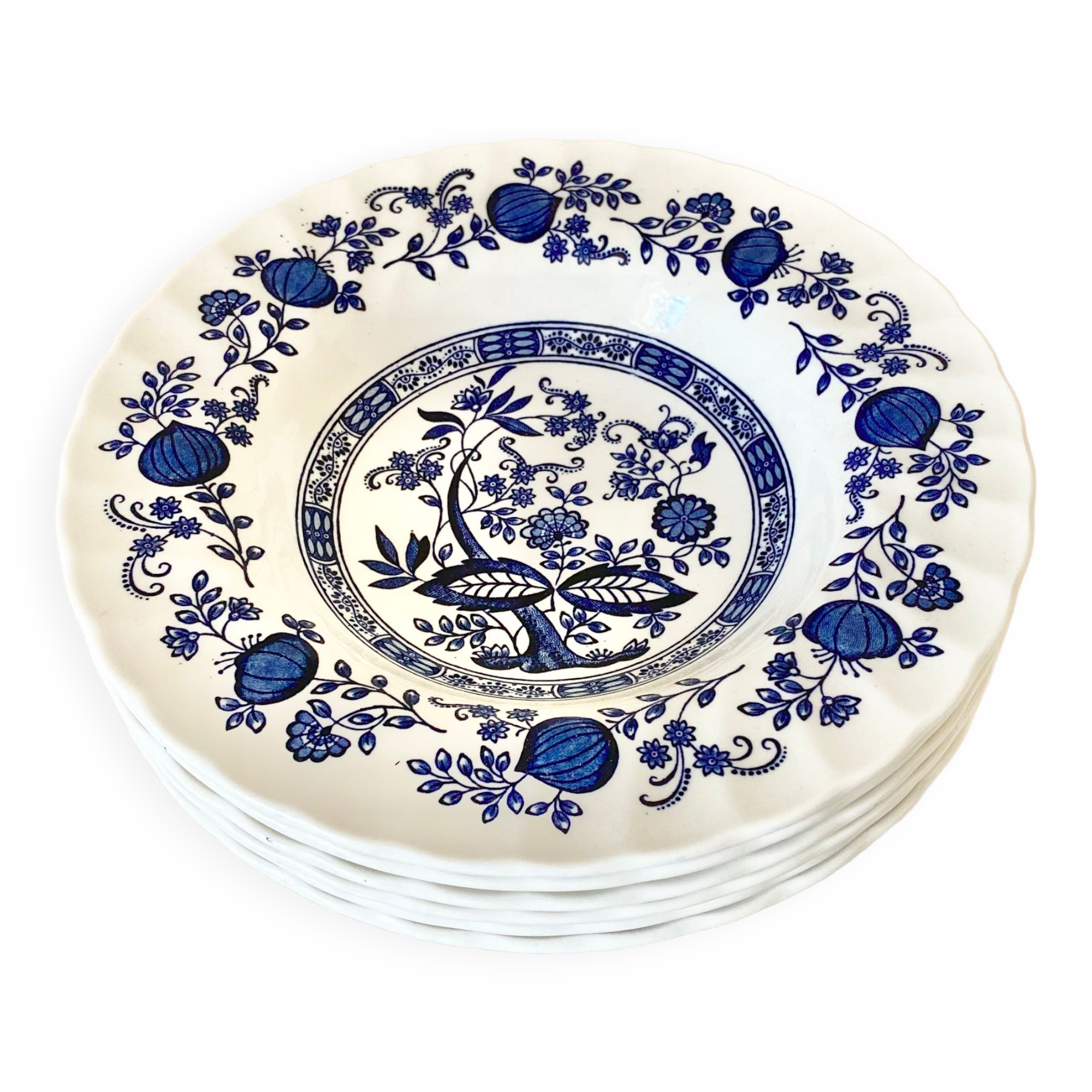 English hollow plates blue flowers