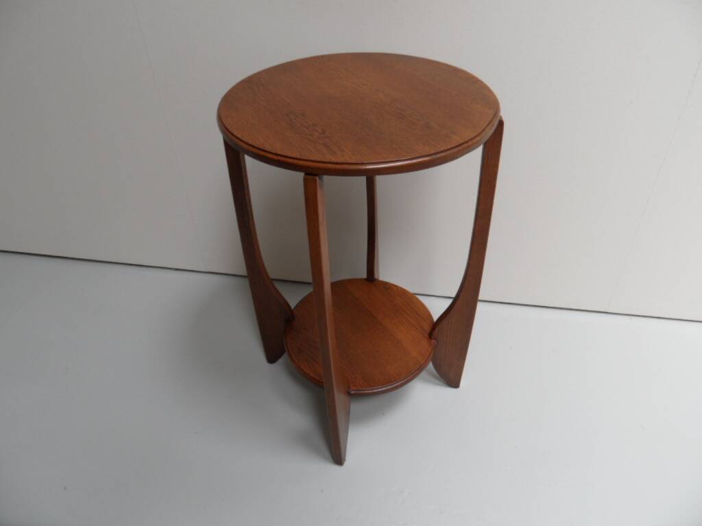 Table d'appoint ronde en chêne Art Déco