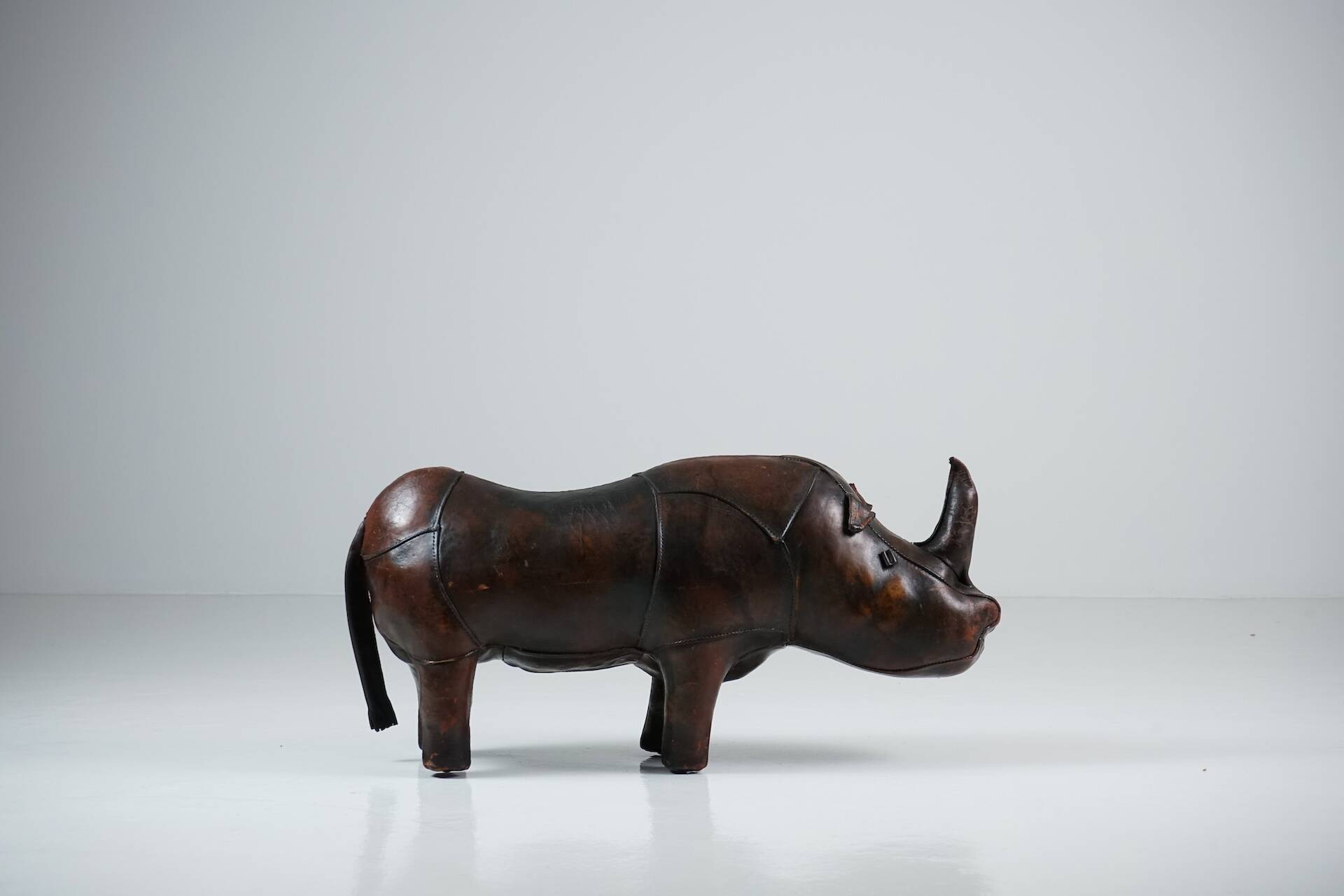 Rhinoceros Leather Footstool by Dimitri Omersa