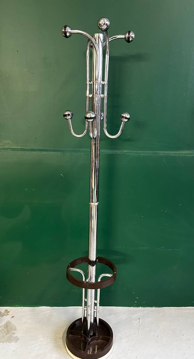 Vintage chrome metal coat rack