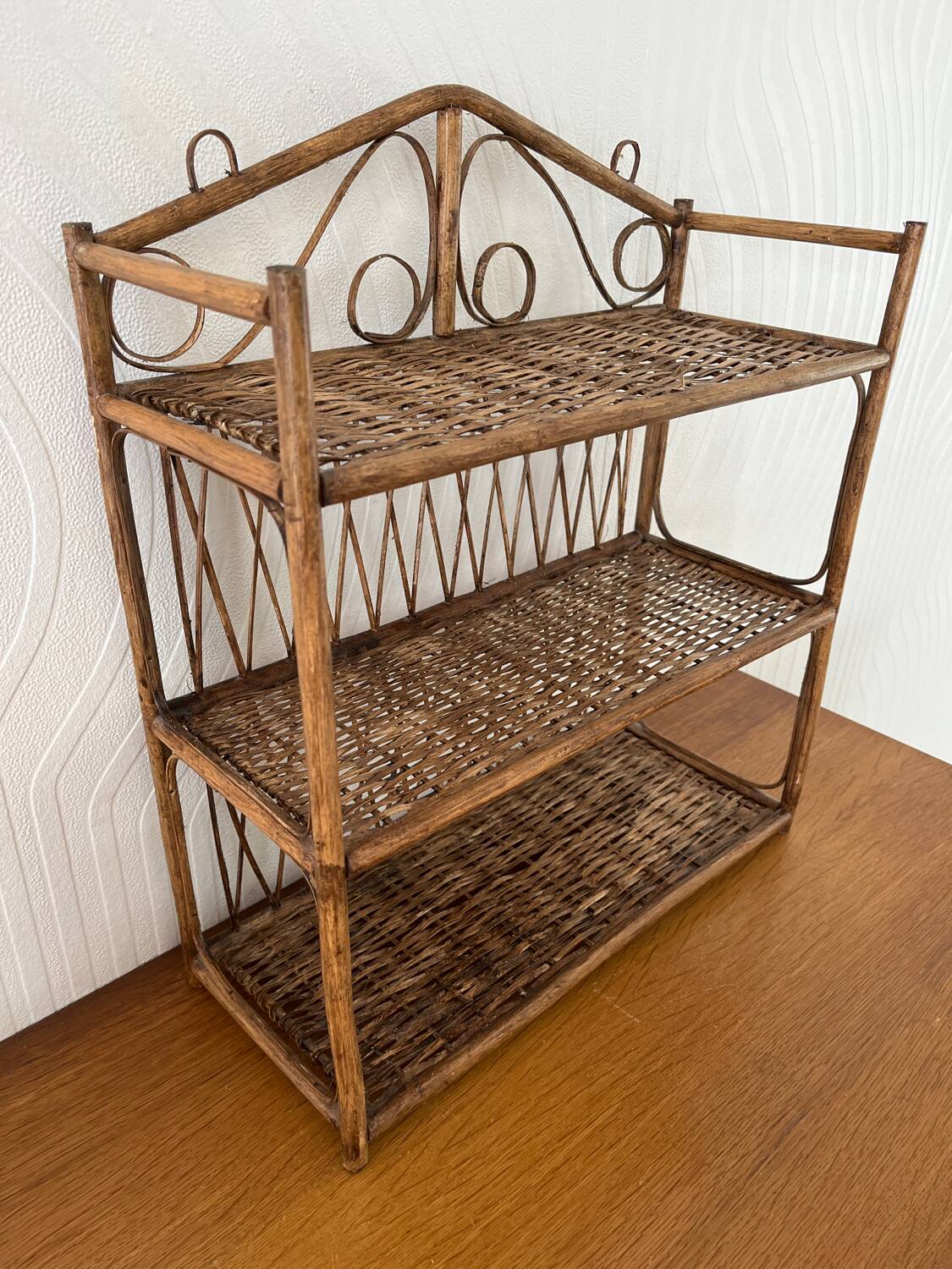 Vintage wicker wall shelf
