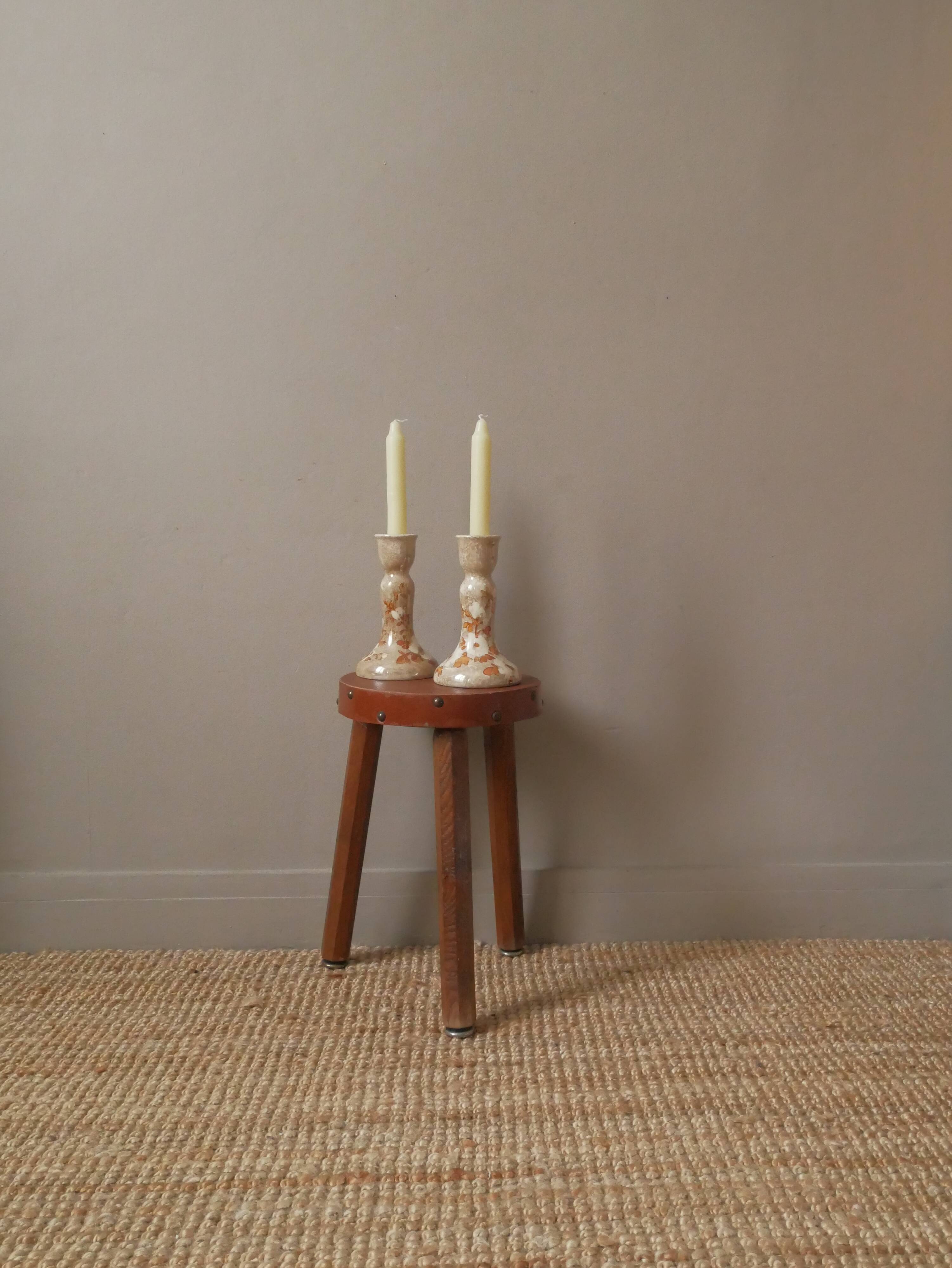 Pair of handcrafted porcelain ceramic candelabra candlesticks