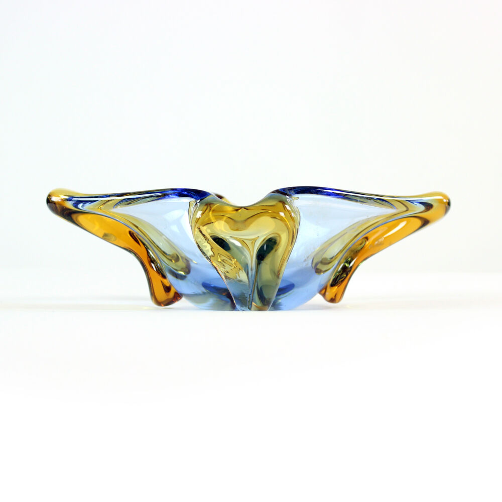 Vintage art glass bowl by Frantisek Zemek, Skrdlovice, Czechoslovakia 1960s